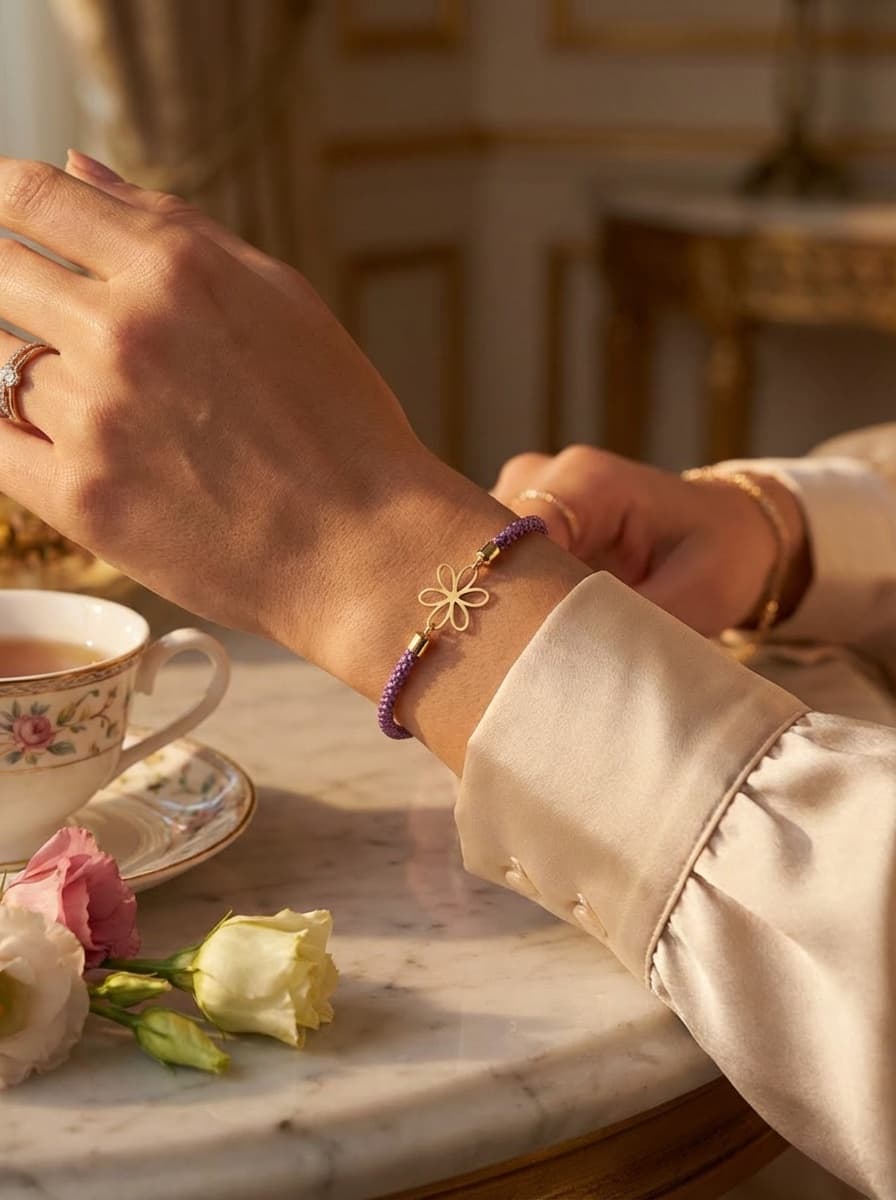 دستبند لیزری نخی بنفش