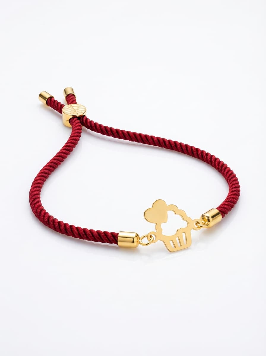 دستبند لیزری مخمل زرشکی طرح بستنی و قلب