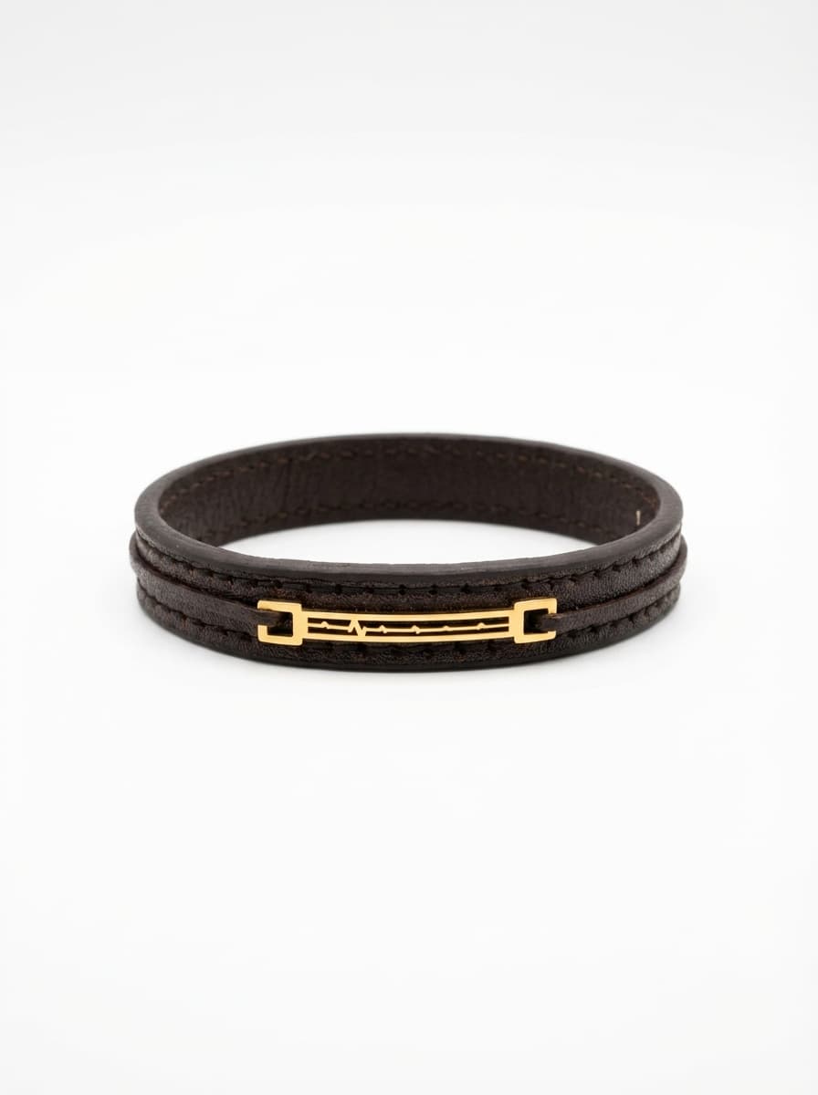 دستبند چرم مردانه طلا