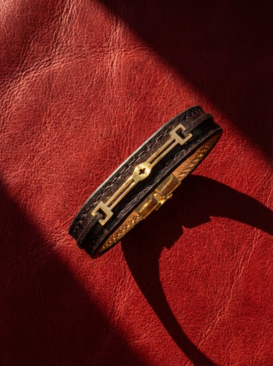 دستبند چرم مردانه طلا