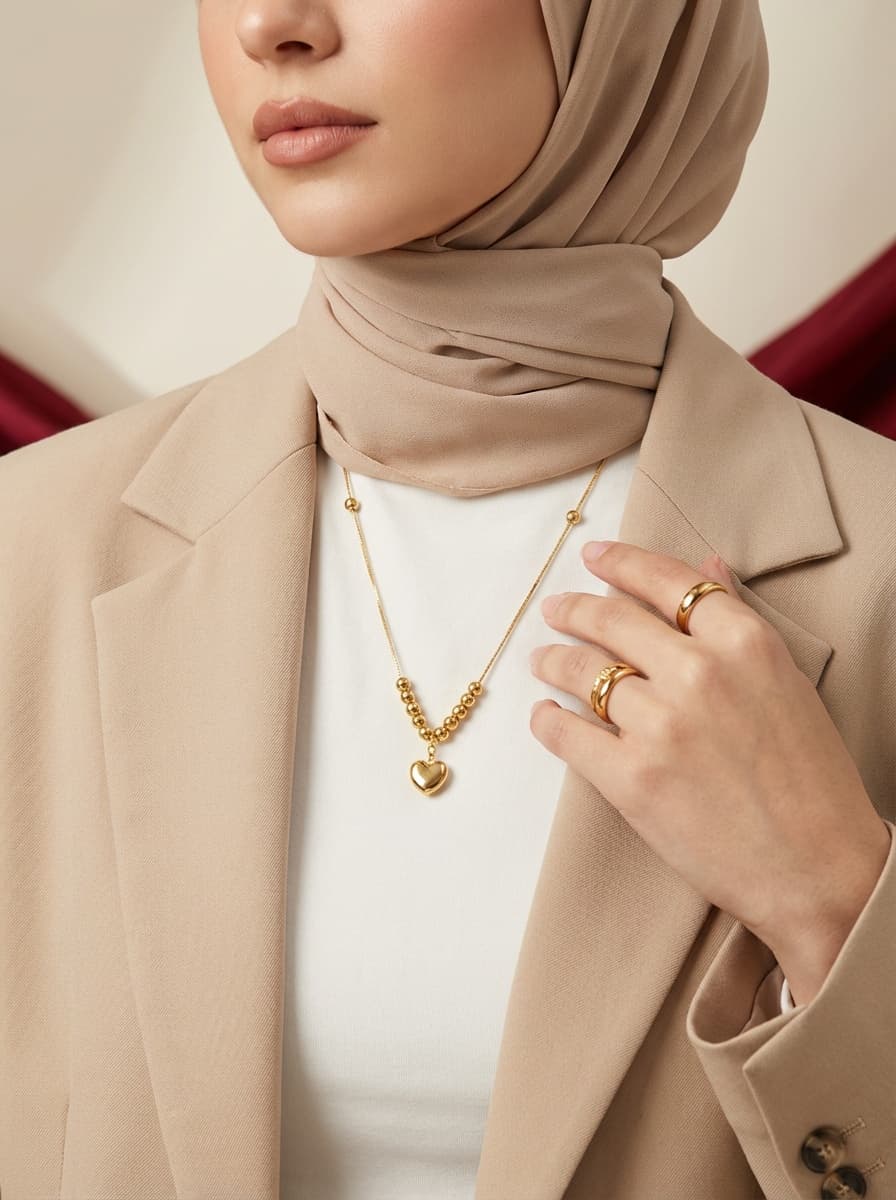 گردنبند طلا مینیمال لوکس طرح قلب‌و‌گوی