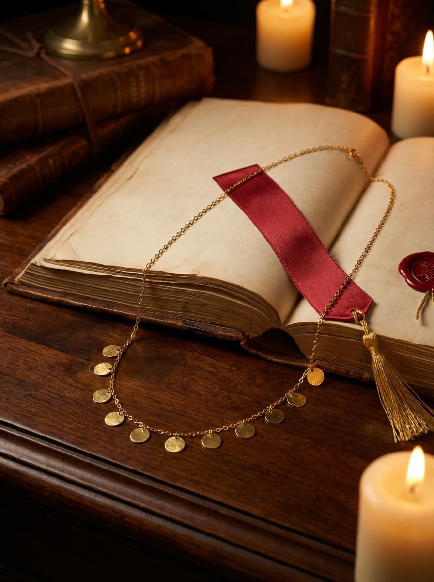 گردنبند طلا زنجیر با آویزهای سکه آیی