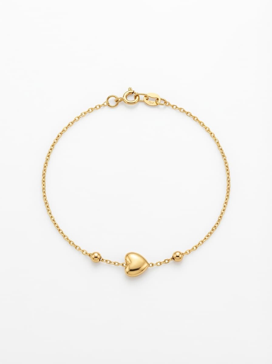 دستبند طلا مینیمال طرح قلب و گوی