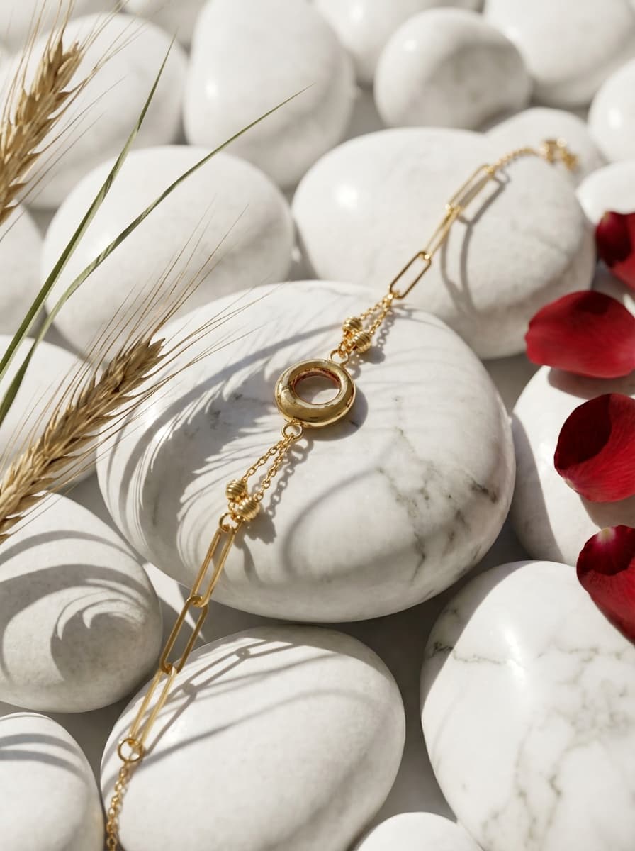 دستبند طلا مینیمال تلفیقی هرمس و گوی