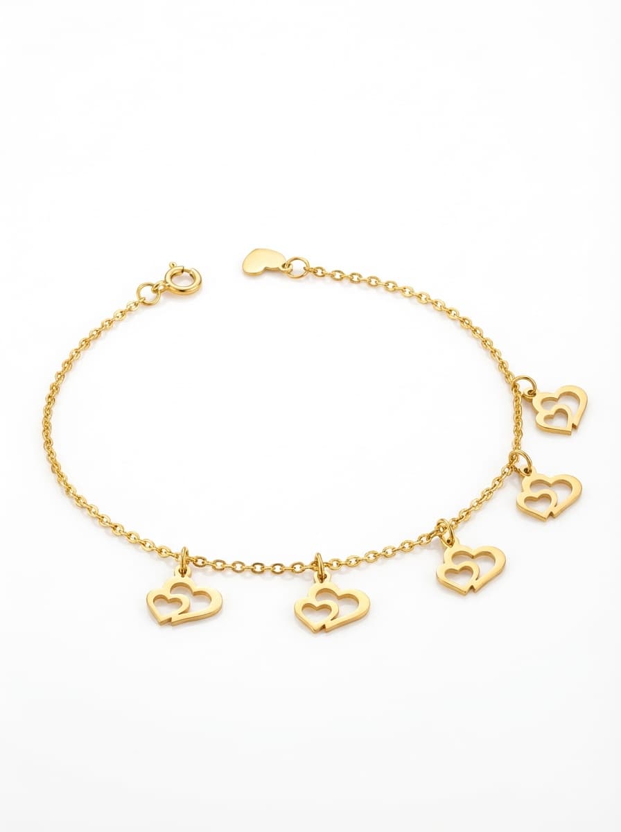 دستبند طلا مینیمال طرح قلب دوستایی