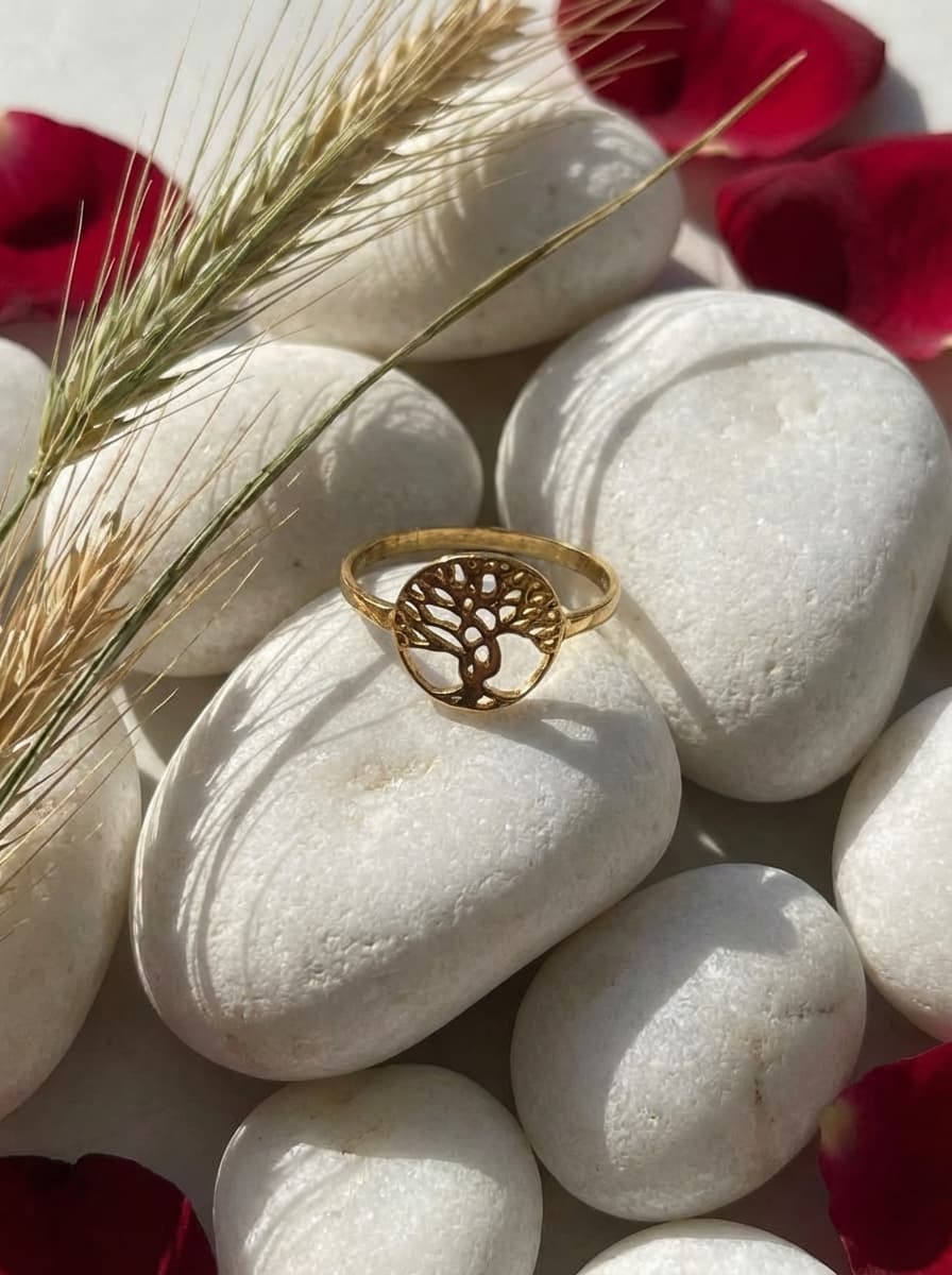 انگشتر طلا مینیمال طرح درخت زندگی