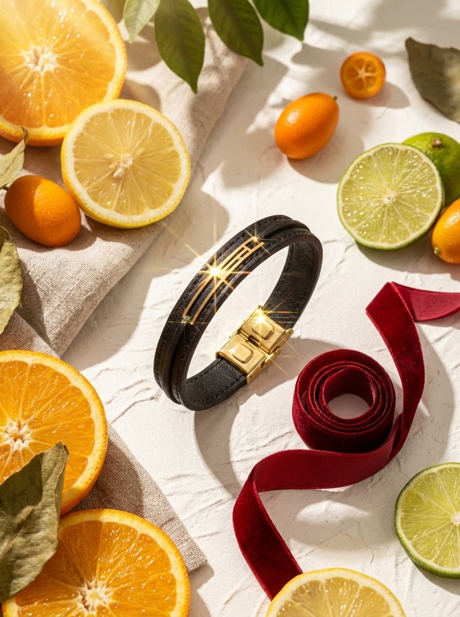 دستبند چرم دخترانه و پسرانه با پلاک طلا برند  ماهلین 