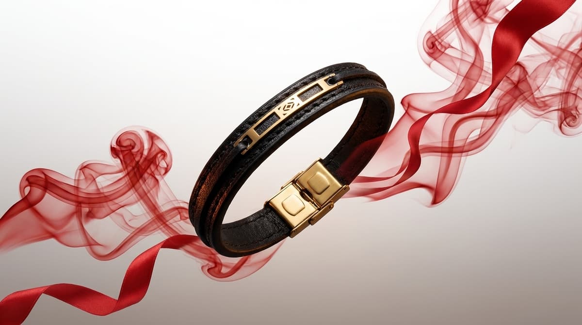 دستبند چرم دخترانه و پسرانه با پلاک طلا برند  ماهلین 