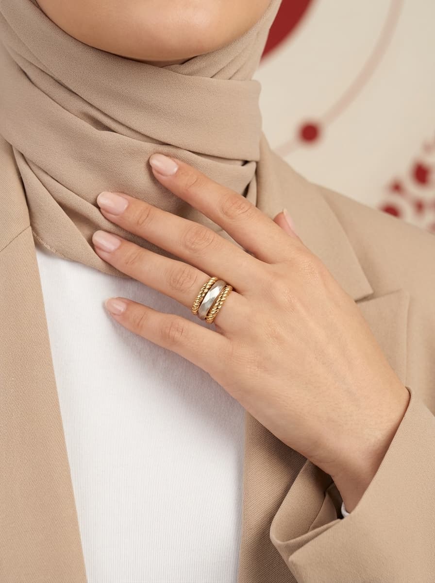 انگشتر طلا زنانه طرح تراش خورده - 3