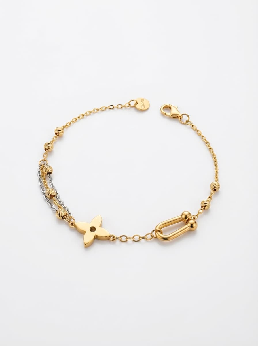 دستبند طلا زنانه تلفیقی برند الورا