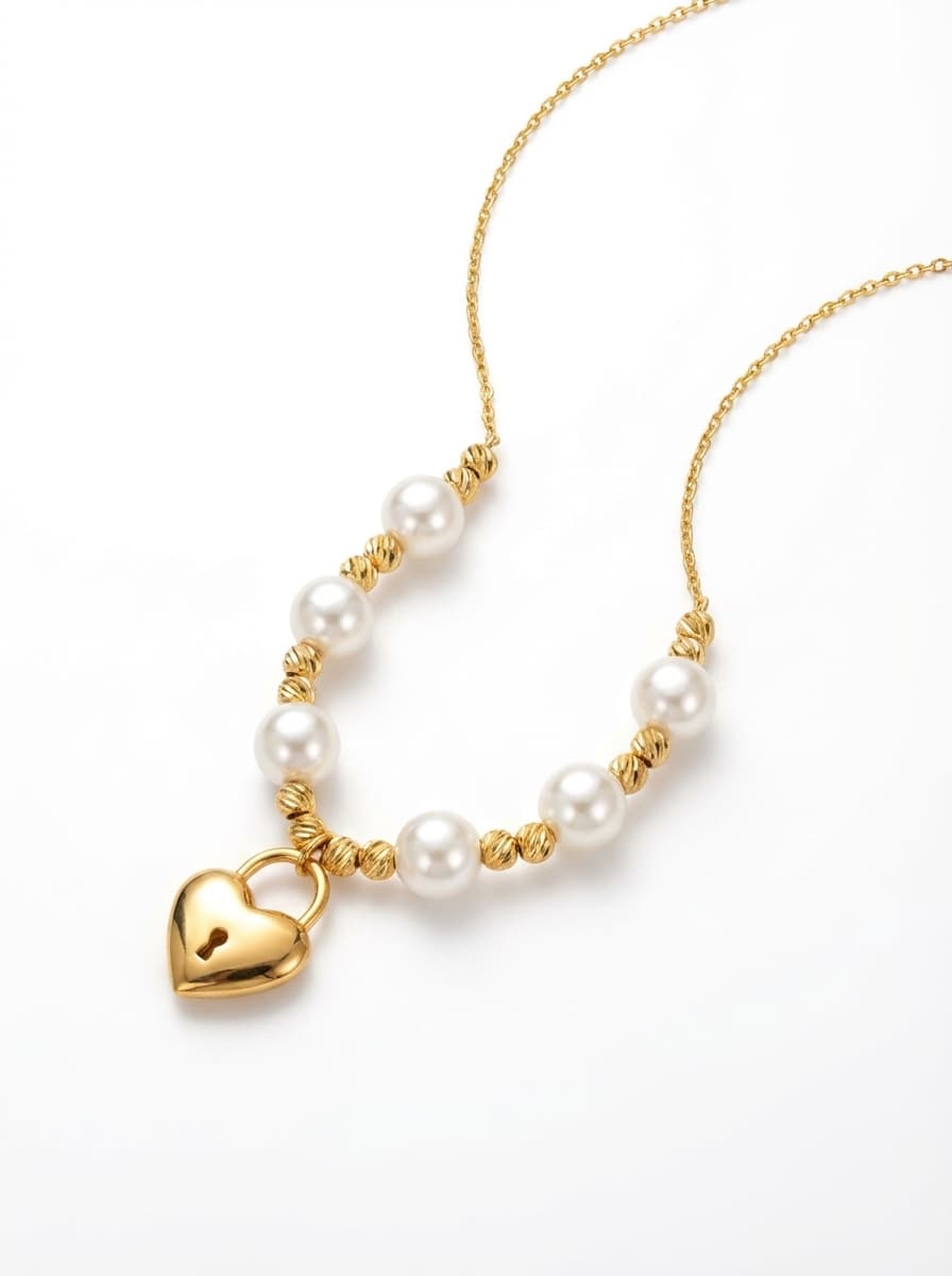 نیم ست طلا زنانه مدل گوی و مروارید