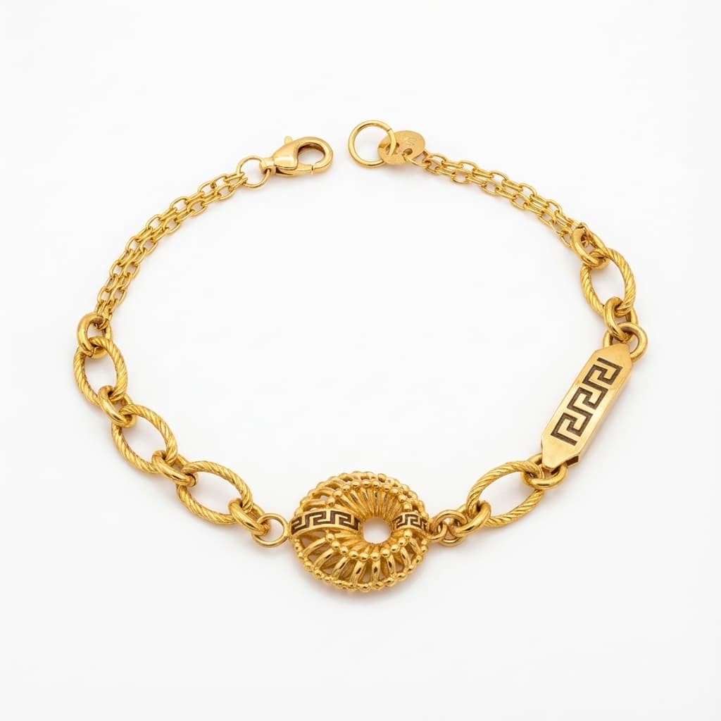 دستبند طلا زنانه تلفیقی طرح ورساچه 