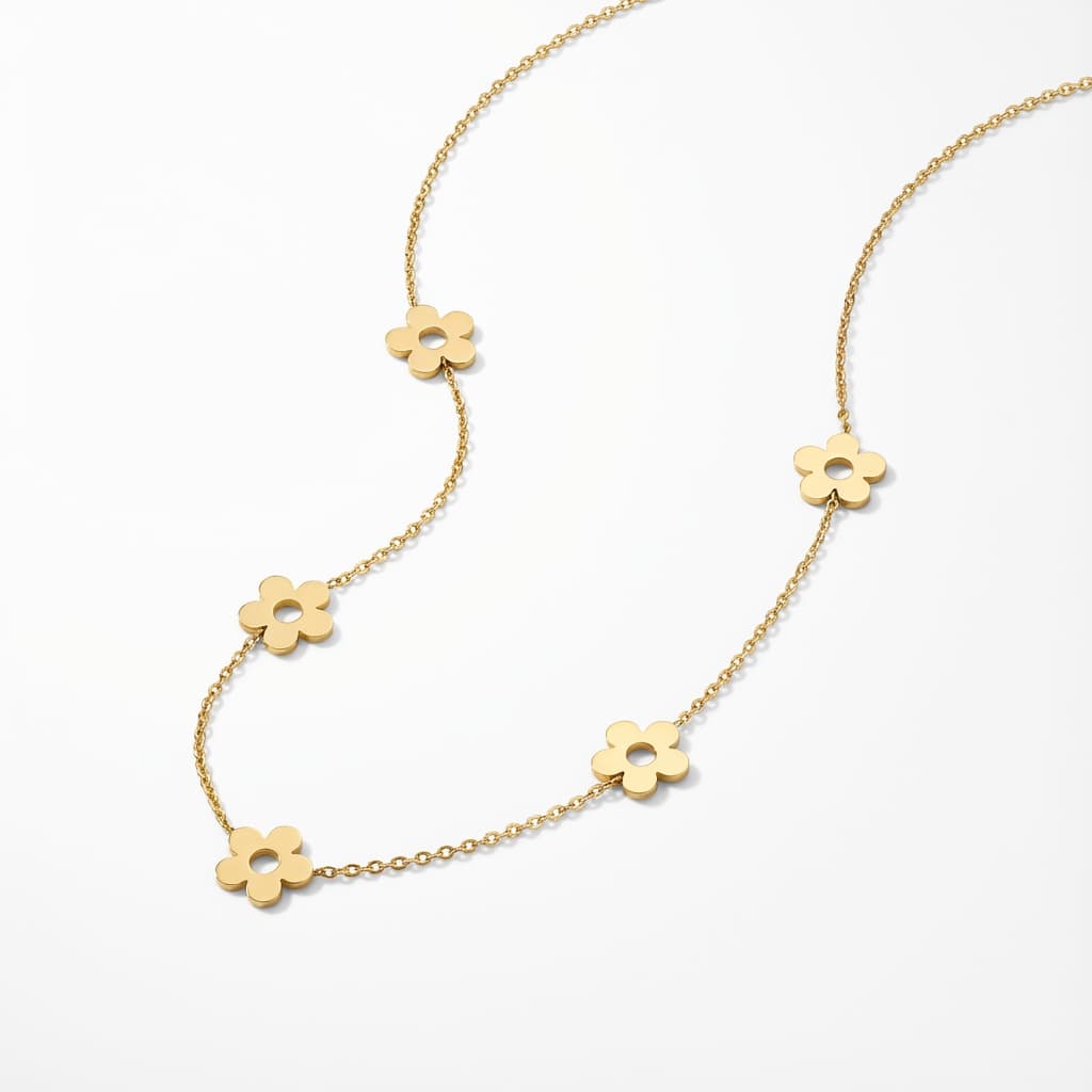 نیم ست طلا زنانه مدل پلاک گل 